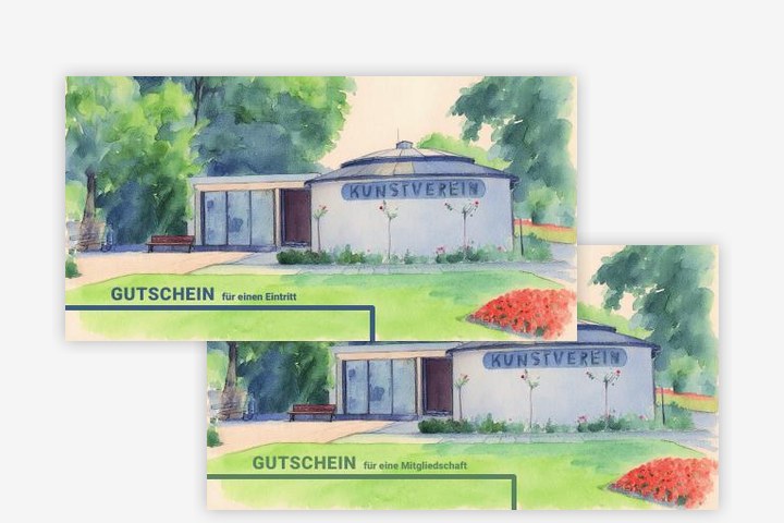 Gutscheinkarten des Kunstvereins Coburg für einen Eintritt und für eine Mitgliedschaft